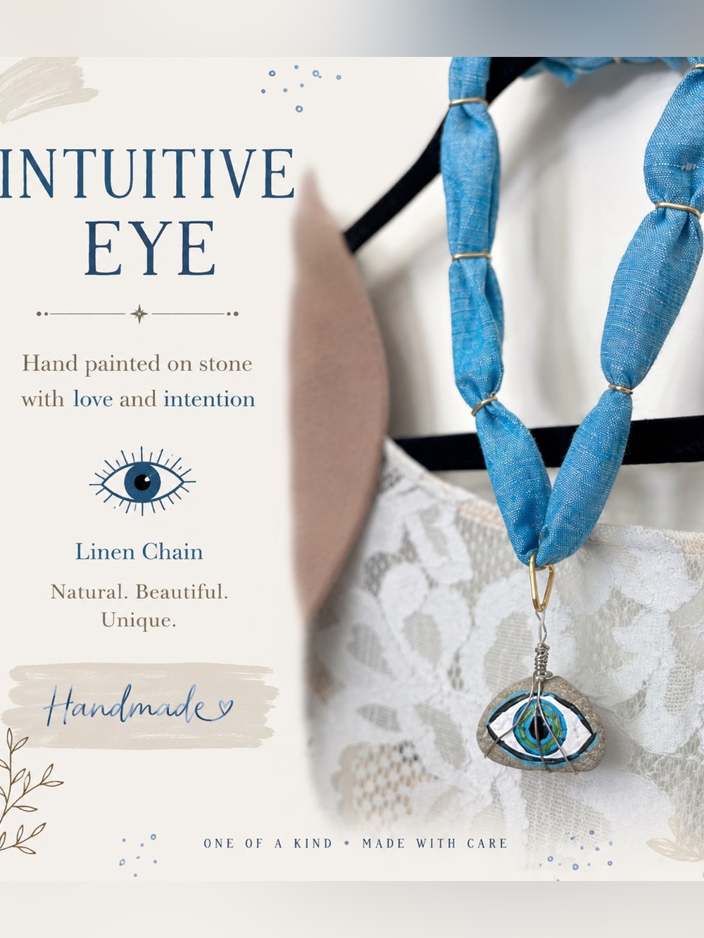 Intuitive eye linen necklace